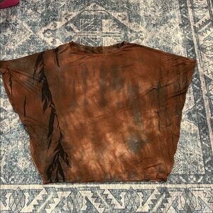 Rustic Brown Tie-Dye Women's Short Sleeve Top